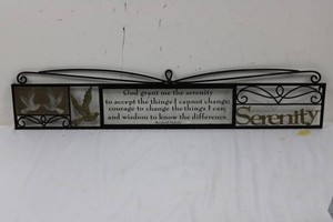 Metal Serenity Prayer Wall Decor With Dove and Scrollwork 36