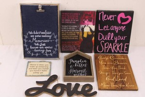 Inspirational Quote Signs, Seasonal Plaques & Love Decor Mixed Lot