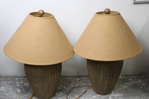 Pair of Traditional Table Lamps With Fabric Shades 31H