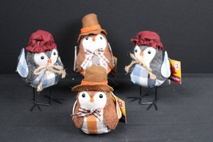 Decorative Fabric Tabletop Birds - 4-Piece Assortment 6-7.5 H