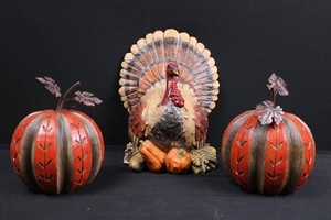 Thanksgiving Turkey & Pumpkin Decor Mixed Lot