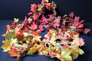 Artificial Autumn Maple Leaf Garlands & Decorative Light Strand Mixed Lot