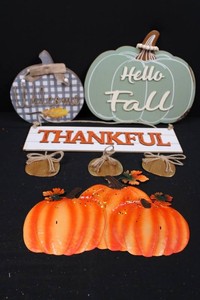 Fall Pumpkin Decor Mixed Lot - Welcome, Hello Fall & Thankful