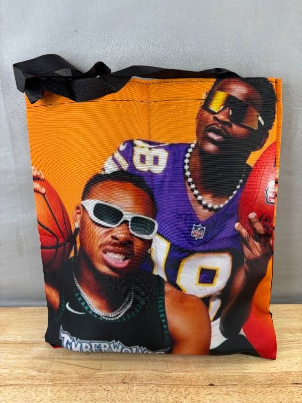 Justin Jefferson & Anthony Edwards Vikings Timberwolves Foldable Tote Bag - Brand New Q