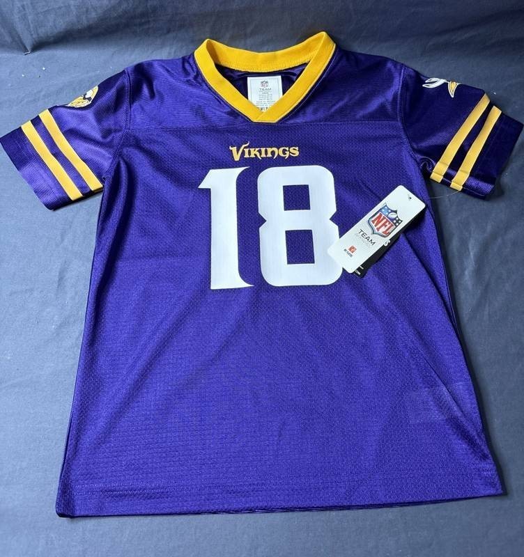 Minnesota Vikings NFL #18 Justin Jefferson Size Youth Small Team Apparel Brand Jersey -  Brand New