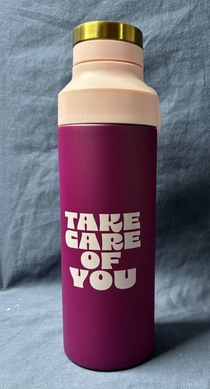 Take Care of You Purple Insulated Water Bottle, 18.5 oz - Brand New