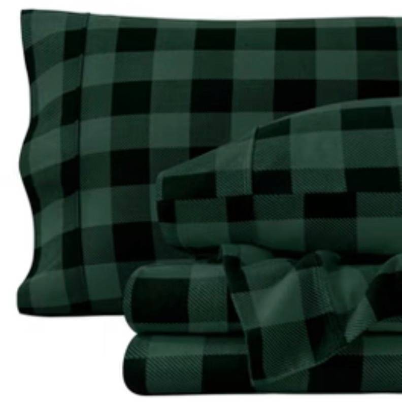 Bare Home Buffalo Plaid Flannel Queen Sheet Set, $99.95 Retail - Brand New