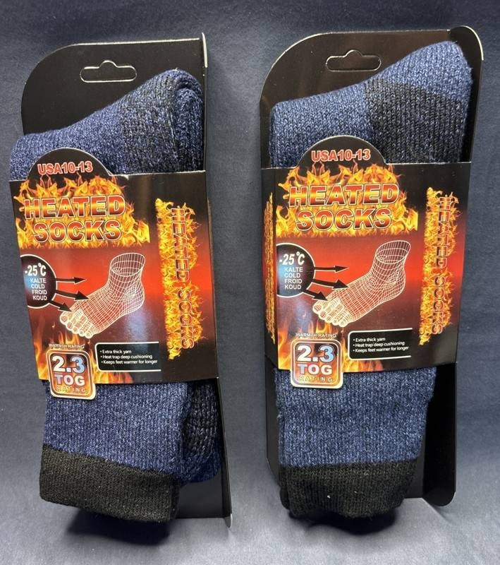 Heated Socks, 2 Total - Size Mens 10-13 - Brand New