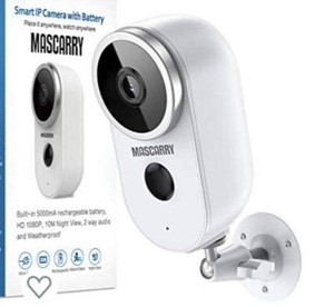 MASCARRY Smart IP Camera With Battery, 1080P Wi-Fi - New