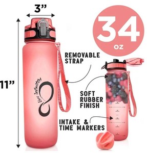 Live Infinitely Sports Bottle 34 Oz Fruit Infuser, 3 X 11 - New