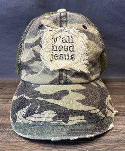 Camouflage Trucker Cap Yall Need Jesus, OSFM - New
