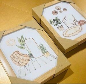 Framed Botanical & Mid-Century Decor Prints, 2 Total - New