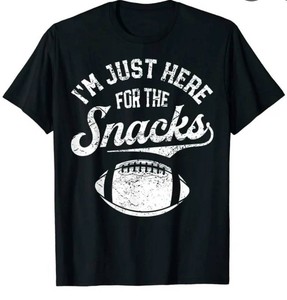 Im Just Here for the Snacks Football T-shirt, Adult Large - New