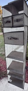 Gray Hanging Fabric Closet Organizer With Drawers - New