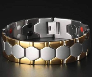 Mens Titanium Magnetic Bracelet 30917 SilverGold - New