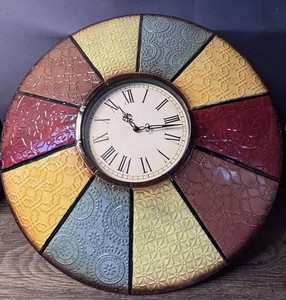 Multicolor Embossed Metal Quartz Wall Clock
