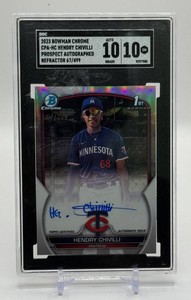 Hendry Chivilli  499 RC SGC 1010 Autograph 2023 Bowman Chrome 1st Bowman Prospect Auto Rookie Minnesota Twins Baseball Card No. CPA-HC