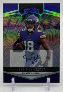 Justin Jefferson Auto 25 Color Match 2022 Honors Purple Autograph 0525 Minnesota Vikings Football Card No. 21