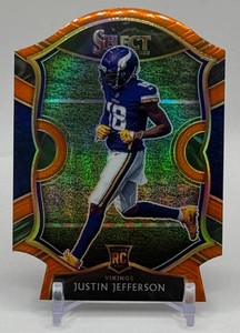 Justin Jefferson RC Die-Cut Orange Concourse 2020 Select Minnesota Vikings Rookie Football Card No. 61