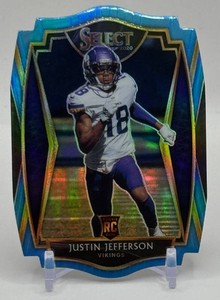 Justin Jefferson RC Die-Cut Light Blue Premier 2020 Select Minnesota Vikings Rookie Football Card No. 161