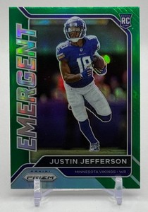 Justin Jefferson RC Green 2020 Prizm Emergent Minnesota Vikings Rookie Football Card No. 10