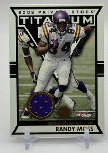 Randy Moss Game-Used Swatch 435 2002 Private Stock Titanium Minnesota Vikings Football Card No. 106