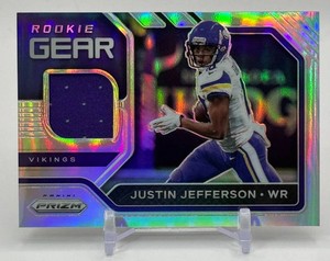 Justin Jefferson RC Swatch 2020 Prizm Rookie Gear Minnesota Vikings Rookie Football Card No. 10