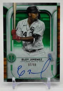 Eloy Jimenez Auto 99 2022 Topps Tribute Green Baseball Card No. TA-EJ