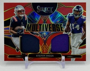 Stefon Diggs Dual Swatch 2025 Select Red Multiverse Minnesota Vikings Football Card No. MVJ-SDS