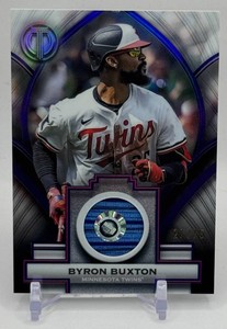 Byron Buxton Game-Used Swatch 75 2026 Stamp of Approval Topps Tribute Minnesota Twins Baseball Card No. SOA-BB
