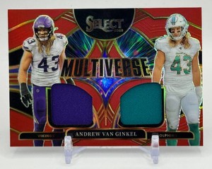 Andrew Van Ginkel Dual Swatch 2025 Select Red Multiverse Minnesota Vikings Football Card No. MVJ-AVG