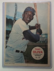 Tony Oliva 1967 Topps Vintage Baseball Card Poster No. 18
