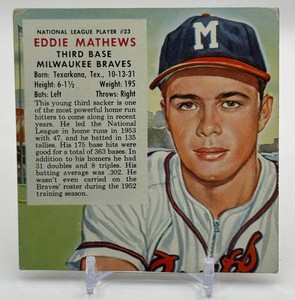 Eddie Matthews 1954 Red Man Vintage Baseball Card