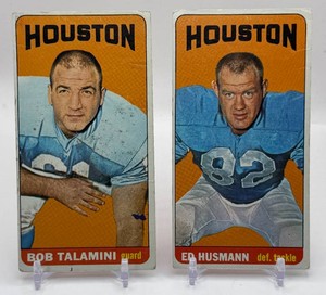 2-Card 1965 Topps Football Vintage Tall Houston Oilers Football Card Lot