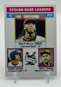 Shohei Ohtani  Elly De La Cruz  Brice Turang Stolen Base Leaders (Ohtanis Records Breaking Year) 2025 Topps Heritage Card No. 197