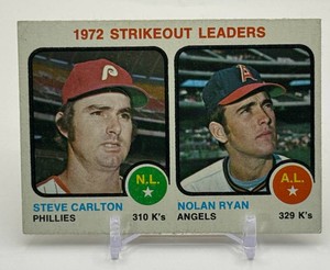 Steve Carlton  Nolan Ryan 1973 Topps 72 Strikeout Leaders Vintage Baseball Card No. 67