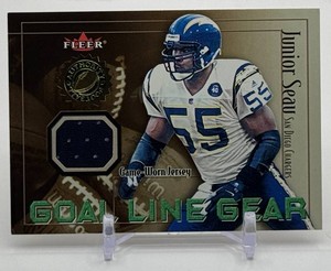 Junior Seau  Game-Used Swatch 2001 Fleer Sky Box Goal Line Gear Football Card