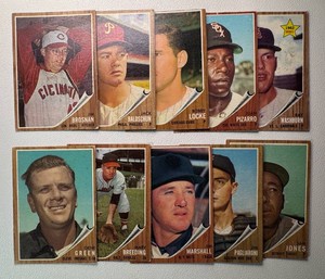 1962 Topps 10-Card Vintage Baseball Card Lot
