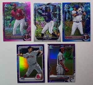 5-Card Bowman Chrome 1st Bowman Numbered Baseball Card Lot