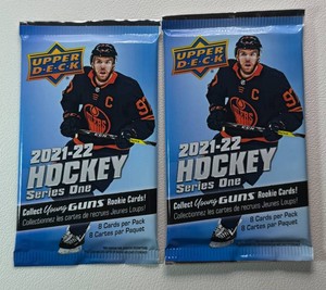2 Packs of 2021-22 Upper Deck Series 1 Hockey Cards