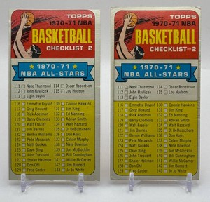2-Card 1970 Basketball Unchecked Checklist Vintage Basketball Card Lot
