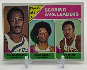 Julius Erving  McGinnis  Boone 1975 Topps Scoring Average Leaders Vintage Basketball Card No. 221