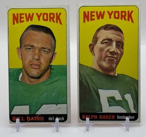 2-Card 1965 Topps Football Vintage Tall New York Jets Football Card Lot