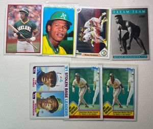 Rickey Henderson 7-Card Baseball Card Lot