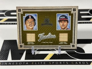 Carlton Fisk Dual Bat Relic 100 Numbered 100100 Bookend 2005 Donruss Diamond Kings Timeline #T-18 Baseball Card