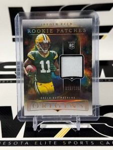 Jayden Reed 199 Rookie Patches 2023 Origins #RP-JR Numbered 19199 Green Bay Packers Football Card