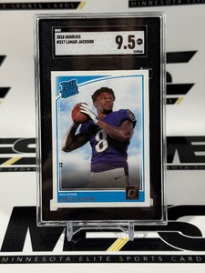 LaMar Jackson RC SGC 9.5 Mint Graded Slab 2018 Donruss Rated Rookie #317 Football Card