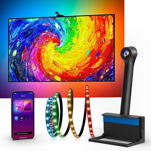 $50 Ailofy TV Backlight with Camera for 55-65 TVs, 12.5ft LED Strip Lights, Real-Time Full-Screen Sync for Movies, Gaming & Music, Smart Bias Lighting, Works with Alexa & Google Assistant, App Control