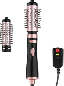$33 Rotating Hair Dryer Brush Ceramic, Blow Dryer Brush 2 Spin Brushes Set 1.5 Inch &2 Inch, One-Step Hot Air Brush Volumizer, Smooth, C-CurlsBlack (Black)