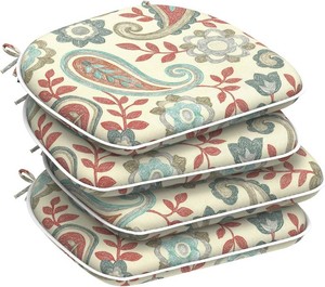 $70 DYTXIII Set of 4 Outdoor Chair Cushions with Ties,Water Repellent Patio Chair Pads 17x 16 for Outdoor Furniture,Round Corner Seat Cushions for Garden Yard Kitchen Paisley Vintage
